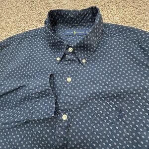 Ralph Lauren Shirt Mens XL LS Button Down Floral Flower Blue All Over‎ Micro